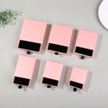 Pink drawer jewelry boxes in six sizes with black foam lining and ribbon pulls - 7*7*2.5CM / Light Pink Linen