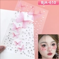 Pink butterfly face stickers with water drop rhinestones for artistic fairy eye makeup - Pink Butterfly Pearls (BJA-610)