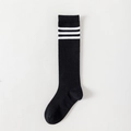 Klassische schwarze Kniestrümpfe für Mädchen mit drei weißen Streifen aus Mesh-Gewebe - Dreistreifen Schwarz (XXL)