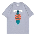 Short sleeve grey t-shirt featuring Happy Father's Day tie print in a relaxed cotton fit - XS / Style 318 / Gray