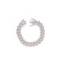 Pulsera cubana de 15mm en plata con doble fila de diamantes para hombre hip hop - Pulsera de 8 pulgadas (20 cm) / Plateado