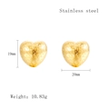 Golden heart-shaped stainless steel C-type earrings with brushed finish and 20mm width - Gold Style (LE3528)