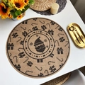 Round jute Christmas placemat with Santa Claus print and festive holiday elements - Style 1 Black