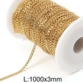 3mm wide 18k gold plated stainless steel curb chain spool for DIY jewelry making - Gold 3mm Curb Chain (KLJ8676-Z)