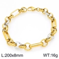 Bracciale bicolore da uomo in acciaio al titanio con maglie ritorte 3:1 oro e argento - Bicolore Argento Oro (Stile 191)