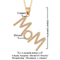 Minimalist gold MOM letter pendant necklace with sparkling zircon pavé for women - Artistic Mom Letter / Gold-D361 White Zirconia