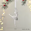 Ballerina d'argento glitterata per albero di Natale, misura 13,5x9cm, peso circa 20g - Ragazza di Balletto / Pezzo Singolo