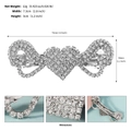Detaillierte Größentabelle für XOXO-Haarclip mit Strass, 7,3 cm Breite und 12 g Gewicht - Herz Kombination Stil (HS-J7096S) / Silber