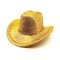 Sparkling gold glitter cowboy hat with wide brim for festive parties and holiday events - Gold
