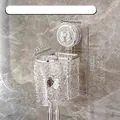 Transparent silver wall mounted toothbrush holder set with ripple texture cup and bow base - 1 Cup (Clear) + Bowknot