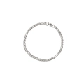 Clásica pulsera de cadena Figaro en acero inoxidable plateado con cierre de langosta - 3.5mm / 17cm / Color Acero
