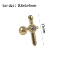 Gold sword cartilage stud earring in stainless steel with crystal and 0.8x6mm bar - Gold--Style 2 (Dagger)