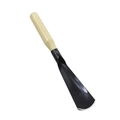 Miniature garden seedling transplanter tool with wooden handle and black metal spade - Flat Turner