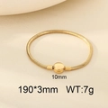 Golden stainless steel snake bone bracelet with 10mm round buckle and textured finish - Gold Round Plate Clasp (KB207077-CALY)
