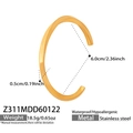Detail view of twisted stainless steel cuff bracelet with 6.0cm inner diameter - Minimalist Twist Style-Gold (Z311)