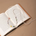 Bohemian handmade beaded waist chain in morandi colors over a vintage book - Multicolor Wood Bead Woven (Random Color) (X451-17)