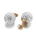 Boucles d'oreilles boules de cristal dorées serties de zircons blancs étincelants - 14mm / Or (KE63301-Z)