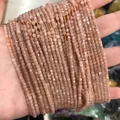 Faceted square natural sunstone crystal beads in warm pink tones for DIY jewelry - 24-Sunstone (Natural)