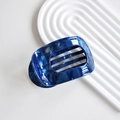 Detail of dark blue marble pattern hair claw clip with elegant acetate texture - Round Claw / Deep Blue Pearlescent
