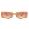 Retro rectangle sunglasses with translucent orange frame and brown gradient lenses - Jelly Tea Frame Double Tea Lens
