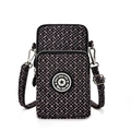 Pink and black geometric pattern crossbody mobile phone bag with double zippers - Coffee Small Grid