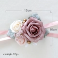Handgefertigte Handgelenk-Korsage mit Rosen in Altrosa und Creme für Hochzeitsgäste - Altrosa