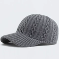 Grey cable knit baseball cap for women and men featuring a warm textured ribbed design - Adjustable / Gray