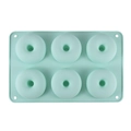 Light green 6-cavity silicone donut mold for baking cookies and bagels - Green