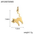 Pendentif chat doré poli avec dimensions 1,4 cm de hauteur et 1,2 cm de largeur - Chat