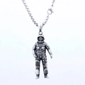 Minimalist astronaut pendant necklace in vintage stainless steel with box chain detail - Astronaut Pendant (No Chain) (B1227)