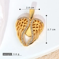 Golden angel wing heart pendant with micro-inlaid cubic zirconia, 2.7 cm total height - SMP54282-Gold Heart Angel Wings Pendant
