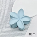 Light blue 8cm plumeria flower hair claw clip with a matte finish for women - Azure Matte 8cm