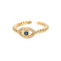 Anillo dorado ajustable con ojo turco azul y pequeños cristales brillantes - Ojo 4 - Dorado