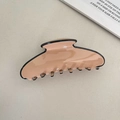 Grande pince à cheveux en acétate rose nude avec bords noirs pour cheveux épais - 10.5cm / Rose Poudré