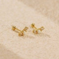 S925 silver gold-plated earring with white oval opal and cubic zirconia stones - 925 Silver / Golden (White Opal)