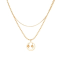 Double-layered gold titanium necklace featuring a minimalist hollow smiley face pendant - Gold