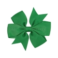 Grass green grosgrain ribbon bow hair clip with multi-layered swallowtail design - Grass Green