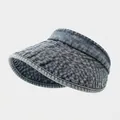 Detailed stitching on children's wide brim denim sun visor hat for UV protection - 54cm (4-9 Years Old) / Blue