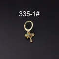 Gold coconut tree pendant hoop earring with vibrant multicolored zircon gemstone inlay - Coconut Tree Style (HSPJ335-1#)