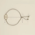 Adjustable stainless steel snake chain bracelet with silver finish and letter B charm - Style B