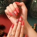 JP1912-Red Xmas Snowflake Dot Plaid