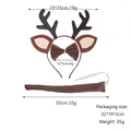 Set costume da renna 3 pezzi con cerchietto corna, papillon e coda per feste di Natale - Set 3 pezzi fascia per capelli con corna di renna in ferro