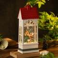Christmas lantern music box with Santa Claus scene and warm LED light decoration - USB + Music / Red House - Santa