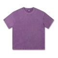 Oversized acid wash purple cotton t-shirt in a relaxed vintage silhouette flat lay view - Purple