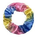 Rainbow gradient scrunchie made of laser fabric with gold foil stamping detail - Rainbow