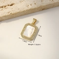 Rectangular golden shell pendant with engraved portrait and sparkling rhinestones - Octagonal Madonna and Child (Carved Shell)