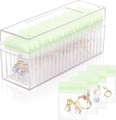 Acrylic jewelry organizer box with clear anti-oxidation PVC pouches for storage - Single Set White Box Packaging / Storage Box + 20 Green PVC Bags
