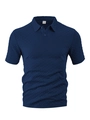 Dunkelblaues Herren-Jacquard-Poloshirt mit kurzen Ärmeln und atmungsaktiver Textur in M - S / Marineblau