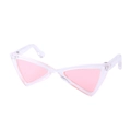 Pink cat-eye triangle sunglasses for pets with transparent frames on white background - Triangle Style Pink