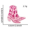 Detailed view of pink cow print cowboy boot embroidery patches with size measurements - Cow Print Boots Style (16#)
